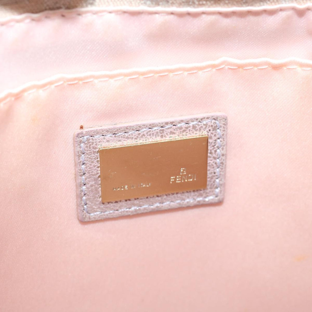 FENDI Zucchino Canvas Shoulder Bag Silver Pink55934