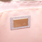 FENDI Zucchino Canvas Shoulder Bag Silver Pink55934
