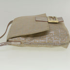 FENDI Zucchino Canvas Shoulder Bag Silver Pink55934
