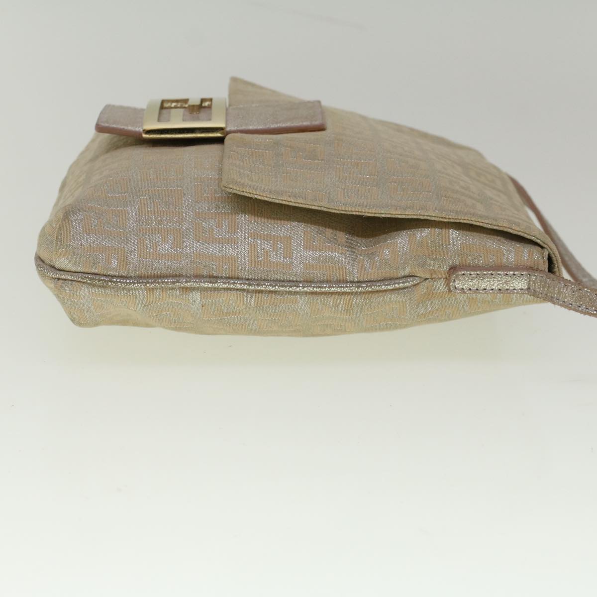 FENDI Zucchino Canvas Shoulder Bag Silver Pink55934