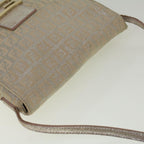 FENDI Zucchino Canvas Shoulder Bag Silver Pink55934