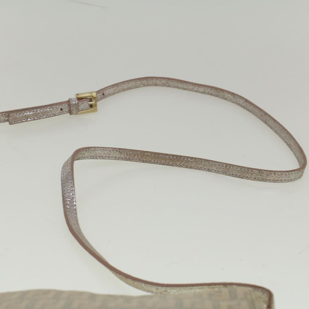 FENDI Zucchino Canvas Shoulder Bag Silver Pink55934