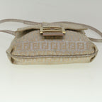 FENDI Zucchino Canvas Shoulder Bag Silver Pink55934