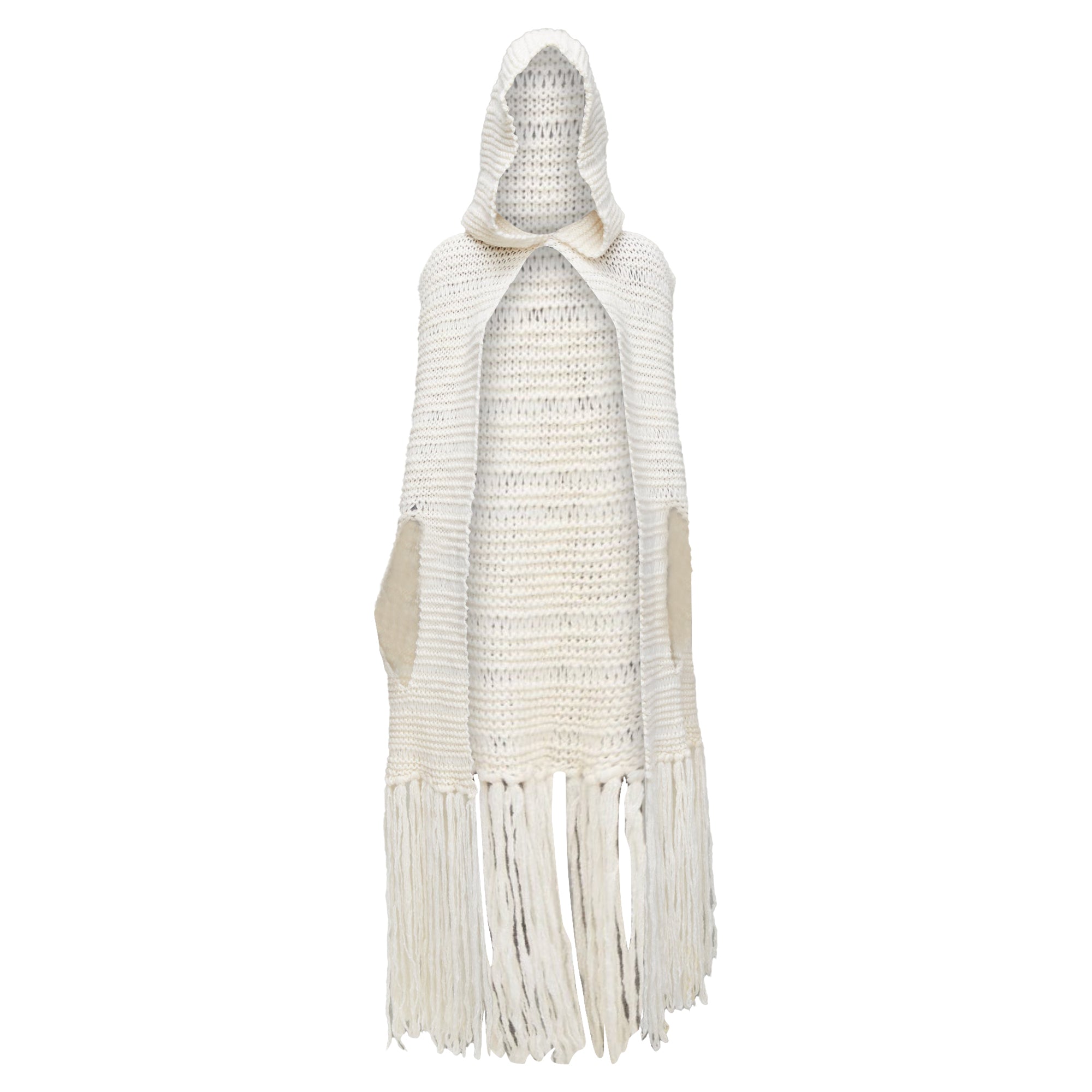 Christian Dior Hedi Slimane wool mohair tassel knit hooded cape