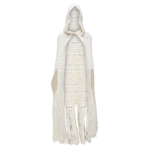 Christian Dior Hedi Slimane wool mohair tassel knit hooded cape