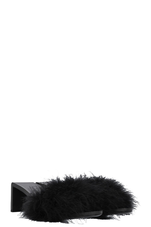 BALENCIAGA Mono Feather Mules Black