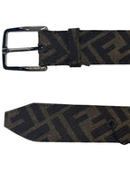 Fendi Embroidered Canvas Belt Brown
