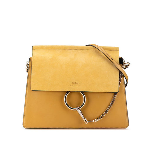 Chloe Faye Leather Suede Shoulder Bag Yellow