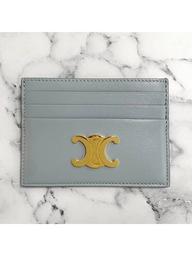 CELINE Triomphe Shiny Calfskin Card Holder Ice Blue