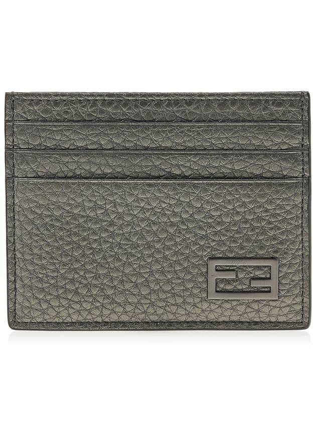 Fendi FF Baguette Logo Leather Card Wallet Grey