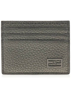 Fendi FF Baguette Logo Leather Card Wallet Grey
