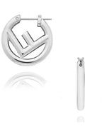 Fendi F Logo Earrings Silver