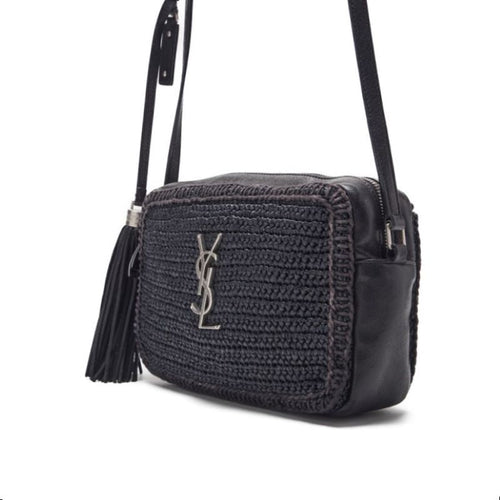 SAINT LAURENT SAN LAURENT ROOM CAMERA SHOULDER BAG WITH FRINGE STROW MATERIAL X LEADER BLACK (Silver G ) LADY SHOULDER BAG LADY BAG WITH FRINGE ONLINE