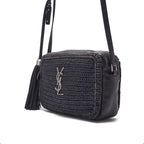 SAINT LAURENT SAN LAURENT ROOM CAMERA SHOULDER BAG WITH FRINGE STROW MATERIAL X LEADER BLACK (Silver G ) LADY SHOULDER BAG LADY BAG WITH FRINGE ONLINE