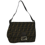 FENDI Zucca Canvas Mamma Baguette Shoulder Bag Brown Black56073