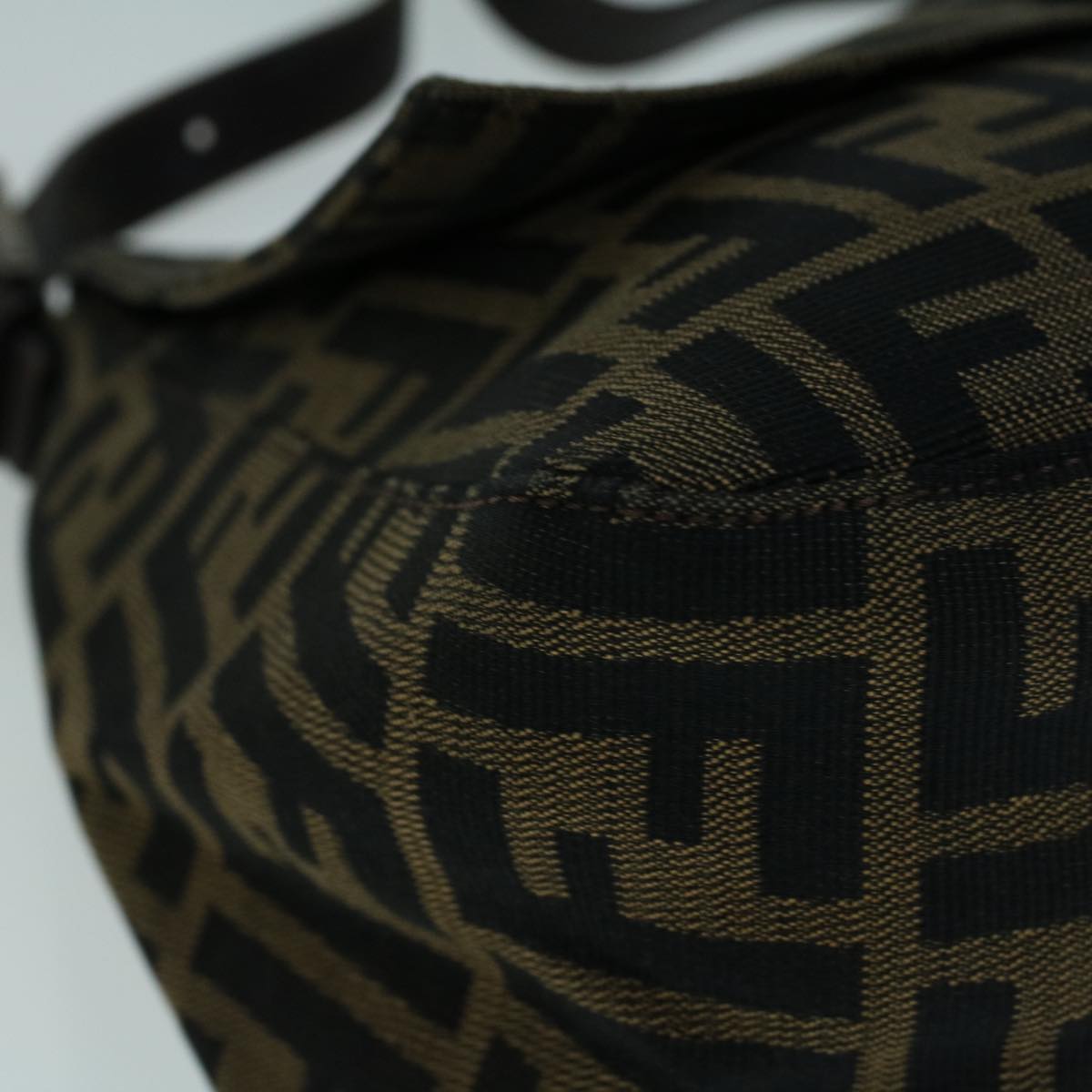 FENDI Zucca Canvas Mamma Baguette Shoulder Bag Brown Black56073