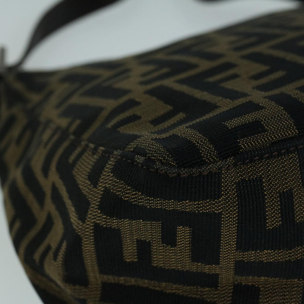 FENDI Zucca Canvas Mamma Baguette Shoulder Bag Brown Black56073