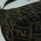 FENDI Zucca Canvas Mamma Baguette Shoulder Bag Brown Black56073