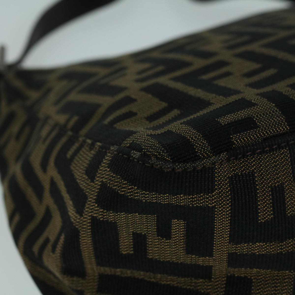 FENDI Zucca Canvas Mamma Baguette Shoulder Bag Brown Black56073
