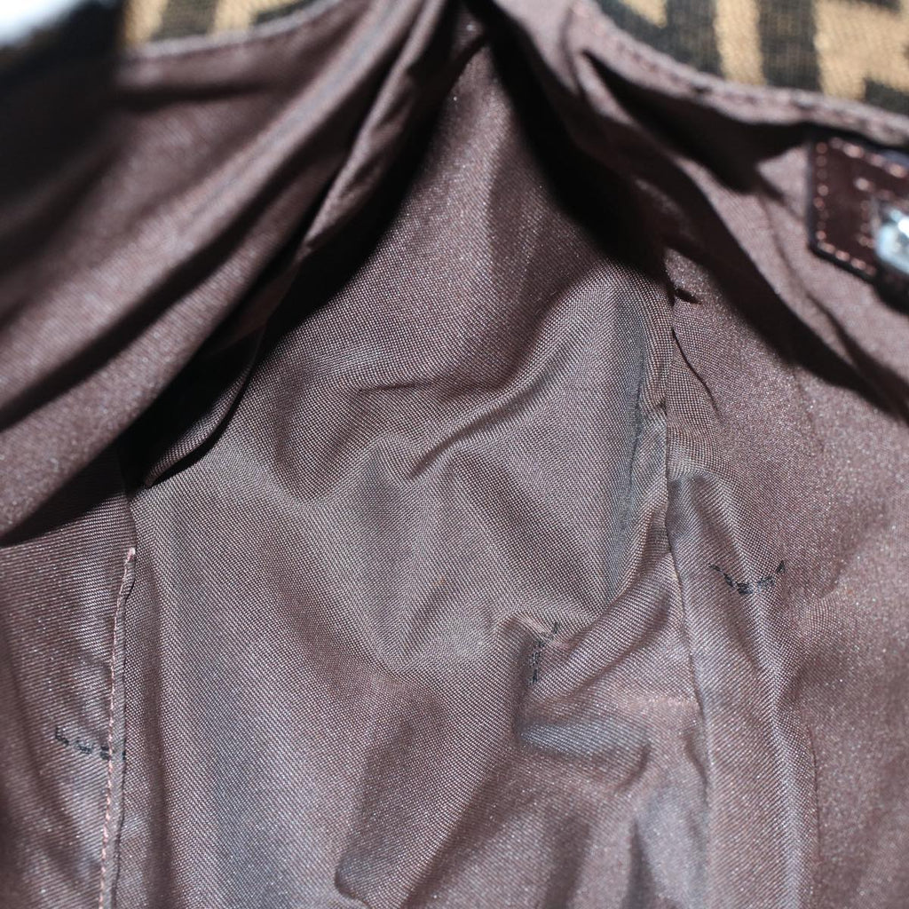 FENDI Zucca Canvas Mamma Baguette Shoulder Bag Brown Black56073