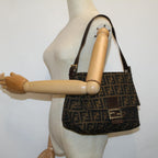 FENDI Zucca Canvas Mamma Baguette Shoulder Bag Brown Black56073