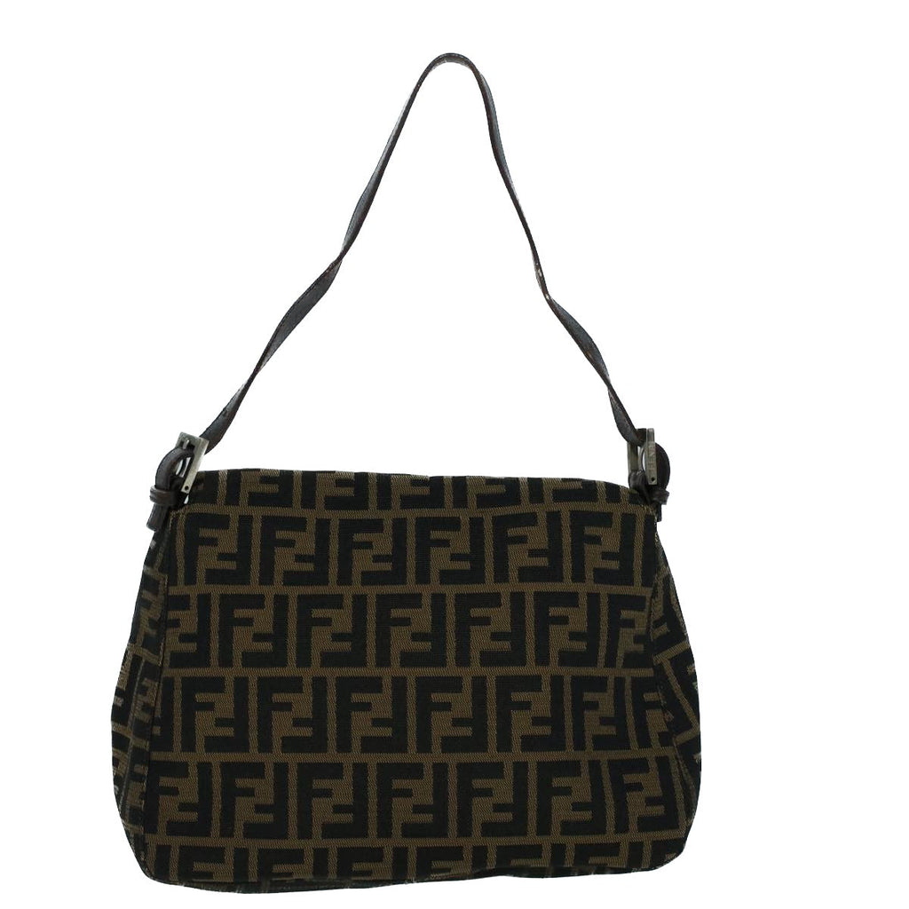 FENDI Zucca Canvas Mamma Baguette Shoulder Bag Brown Black56073