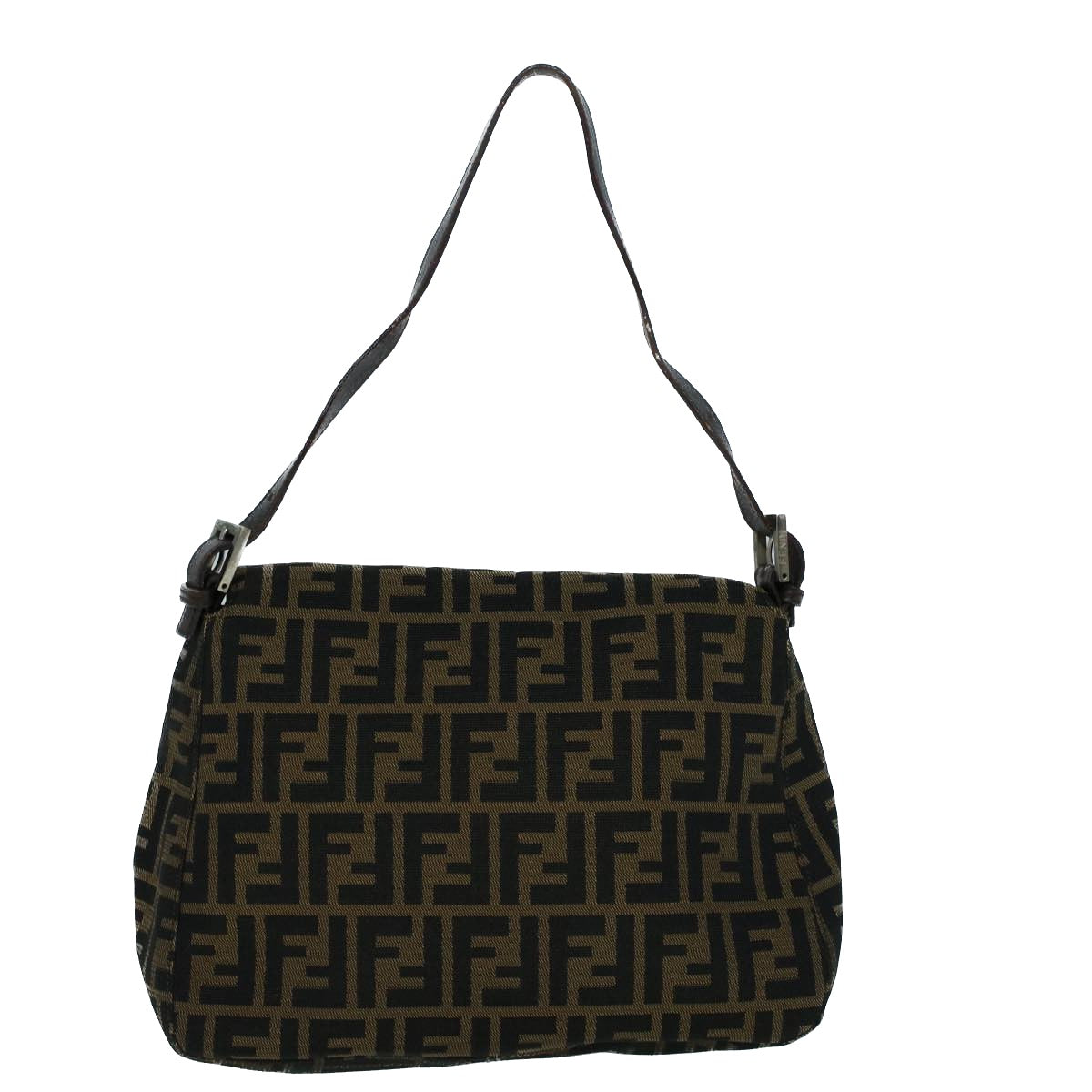 FENDI Zucca Canvas Mamma Baguette Shoulder Bag Brown Black56073