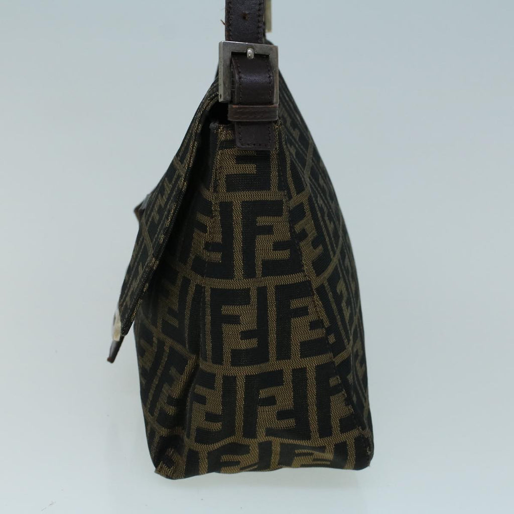 FENDI Zucca Canvas Mamma Baguette Shoulder Bag Brown Black56073