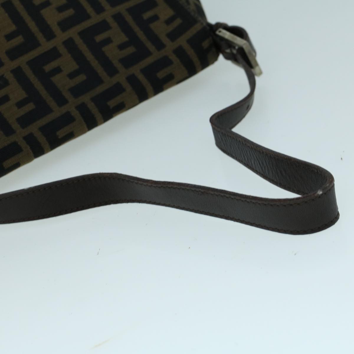 FENDI Zucca Canvas Mamma Baguette Shoulder Bag Brown Black56073