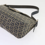 FENDI Zucchino Canvas Mamma Baguette Shoulder Bag Navy56197