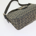 FENDI Zucchino Canvas Mamma Baguette Shoulder Bag Navy56197