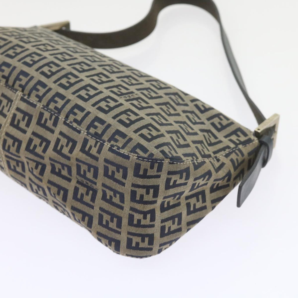 FENDI Zucchino Canvas Mamma Baguette Shoulder Bag Navy56197