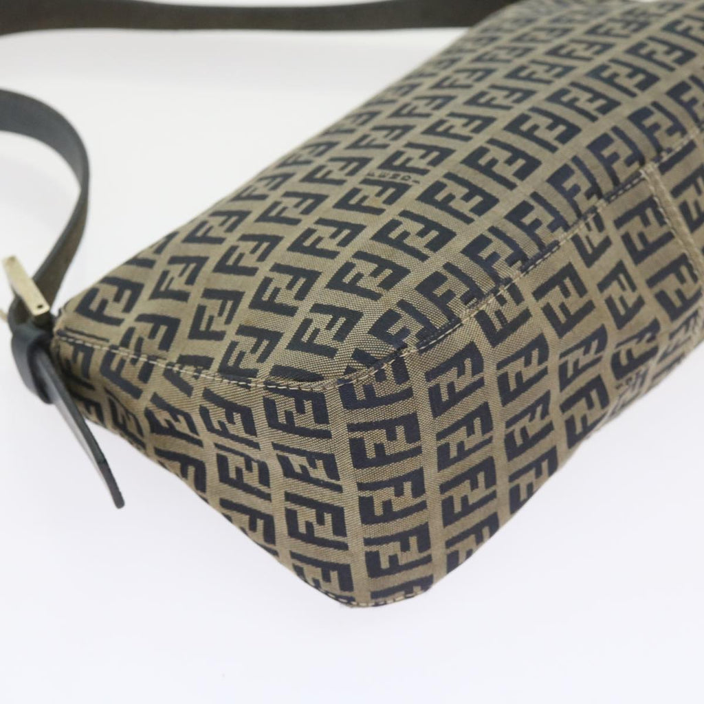 FENDI Zucchino Canvas Mamma Baguette Shoulder Bag Navy56197