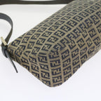 FENDI Zucchino Canvas Mamma Baguette Shoulder Bag Navy56197