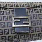 FENDI Zucchino Canvas Mamma Baguette Shoulder Bag Navy56197