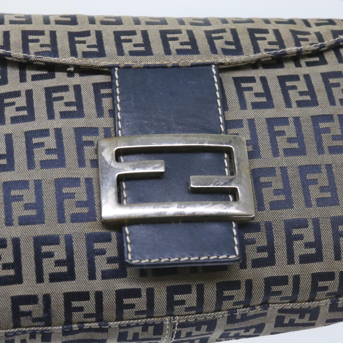 FENDI Zucchino Canvas Mamma Baguette Shoulder Bag Navy56197