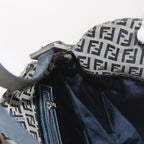 FENDI Zucchino Canvas Mamma Baguette Shoulder Bag Navy56197
