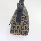 FENDI Zucchino Canvas Mamma Baguette Shoulder Bag Navy56197