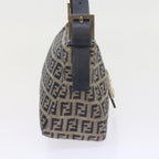 FENDI Zucchino Canvas Mamma Baguette Shoulder Bag Navy56197