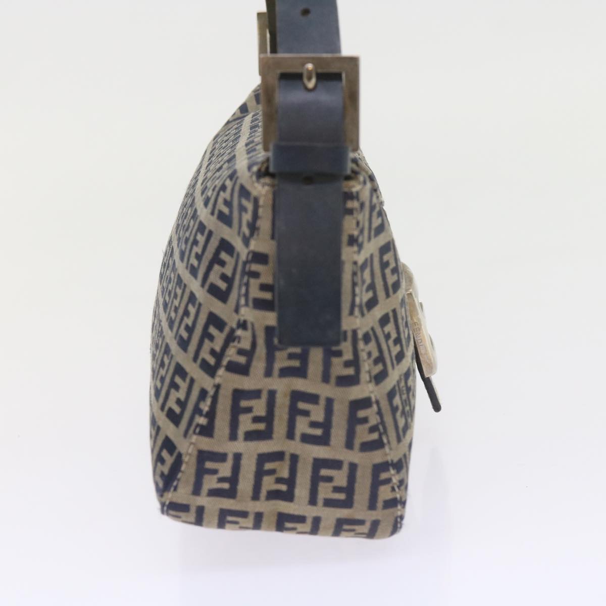 FENDI Zucchino Canvas Mamma Baguette Shoulder Bag Navy56197