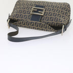 FENDI Zucchino Canvas Mamma Baguette Shoulder Bag Navy56197