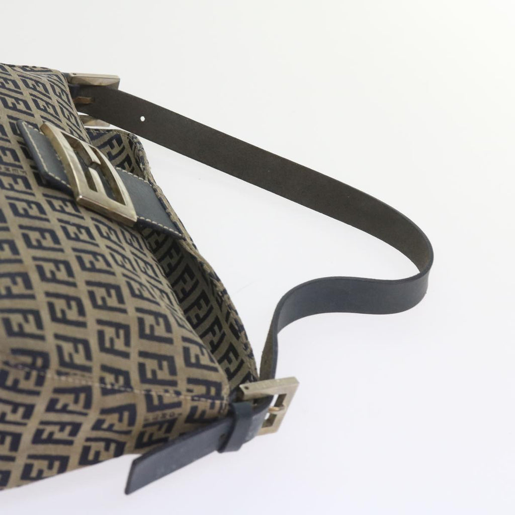 FENDI Zucchino Canvas Mamma Baguette Shoulder Bag Navy56197
