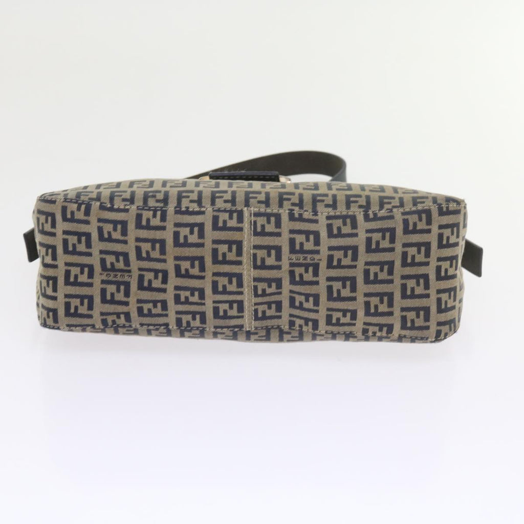 FENDI Zucchino Canvas Mamma Baguette Shoulder Bag Navy56197