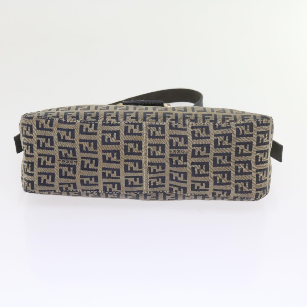 FENDI Zucchino Canvas Mamma Baguette Shoulder Bag Navy56197