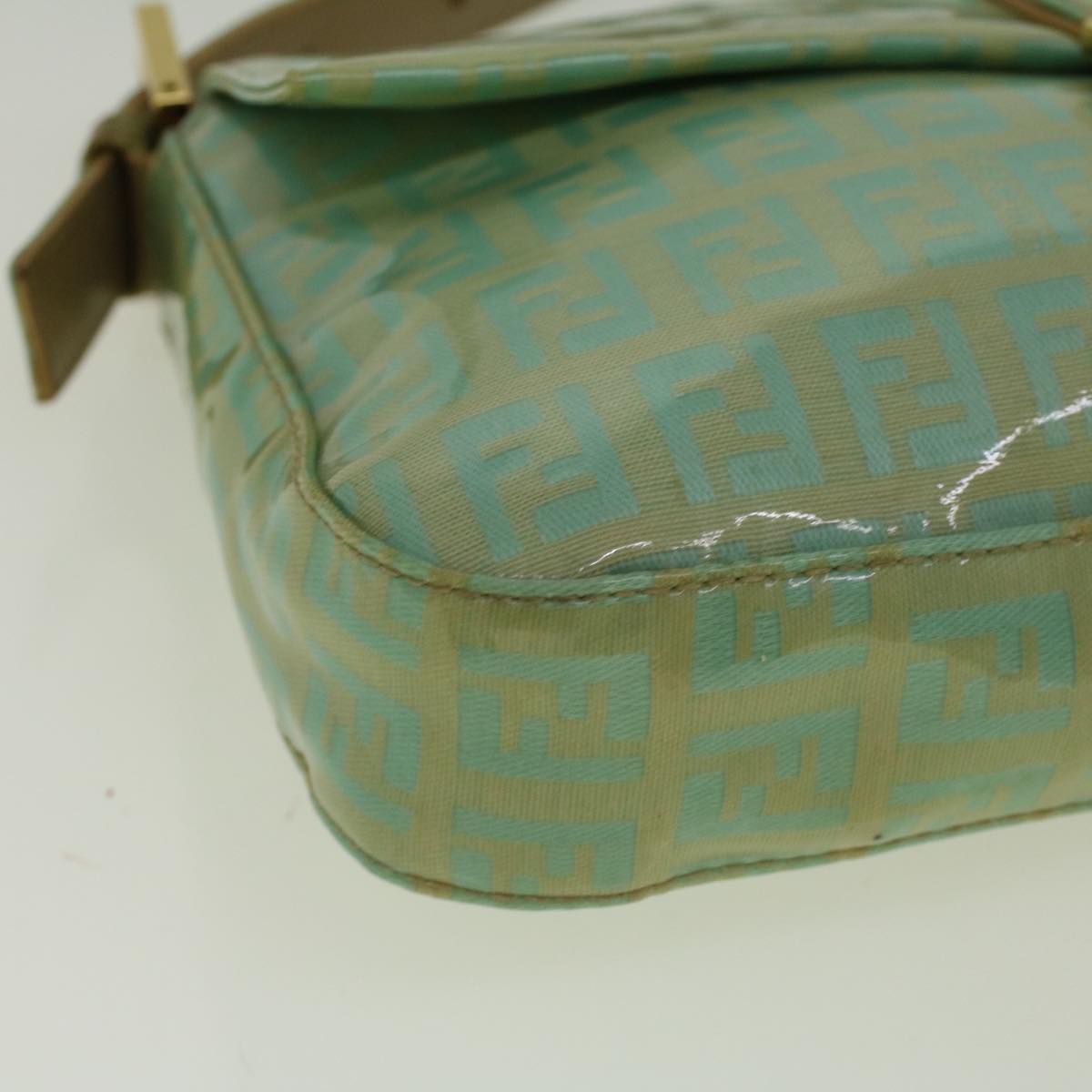 FENDI Zucchino Canvas Mamma Baguette Shoulder Bag Coated Canvas Blue56198