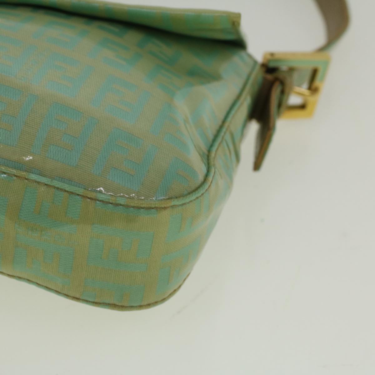 FENDI Zucchino Canvas Mamma Baguette Shoulder Bag Coated Canvas Blue56198