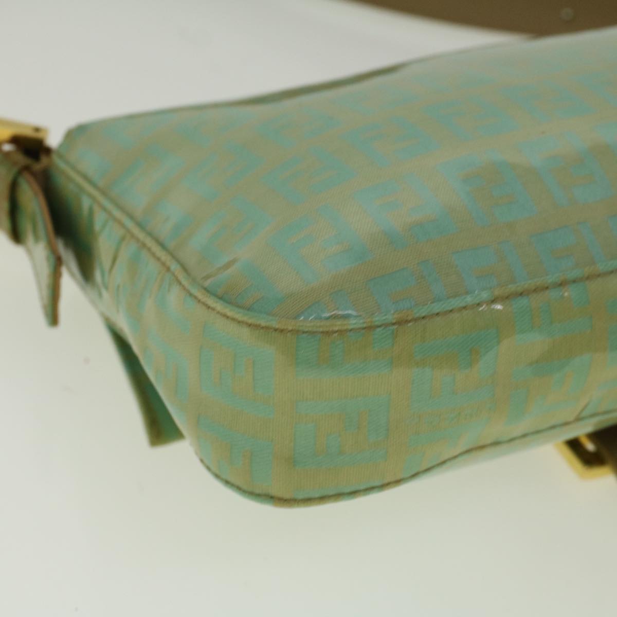 FENDI Zucchino Canvas Mamma Baguette Shoulder Bag Coated Canvas Blue56198