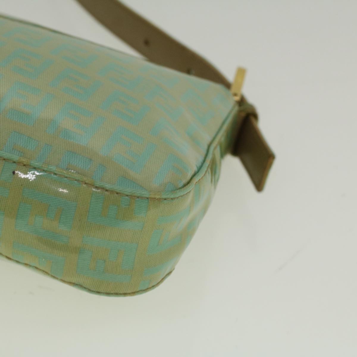 FENDI Zucchino Canvas Mamma Baguette Shoulder Bag Coated Canvas Blue56198
