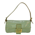 FENDI Zucchino Canvas Mamma Baguette Shoulder Bag Coated Canvas Blue56198