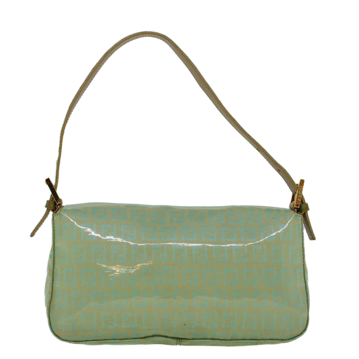 FENDI Zucchino Canvas Mamma Baguette Shoulder Bag Coated Canvas Blue56198